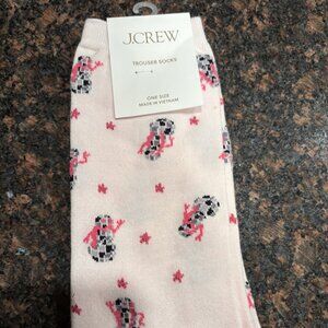 J Crew Disco Ball Snowman Trouser Socks Womens One Size Pink Stretch - NWT